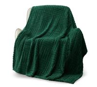 Whale Flotilla Fluffy Fleece Throw Blanket for Sofa, Couch, Bed, 130x150 CM Fuzzy Soft Cozy Exquisite Blankets with Decorative Jacquard Pattern for All Season, Warm but Lightweight, Emerald Green