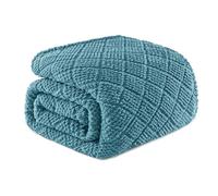 Whale Flotilla Fuzzy Fleece Double Size Blanket for Bed, 150x200 CM Soft Fluffy Jacquard Waffle Blankets for All Season, Lightweight and Warm, Slate Blue