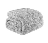 Whale Flotilla Fuzzy Fleece Double Size Blanket for Bed, 150x200 CM Soft Fluffy Jacquard Waffle Blankets for All Season, Lightweight and Warm, Light Grey