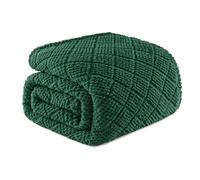 Whale Flotilla Fuzzy Fleece King Size Blanket for Bed, 230x264 CM Soft Fluffy Jacquard Waffle Blankets for All Season, Lightweight and Warm, Emerald Green