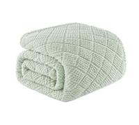 Whale Flotilla Fuzzy Fleece King Size Blanket for Bed, 230x264 CM Soft Fluffy Jacquard Waffle Blankets for All Season, Lightweight and Warm, Sage Green