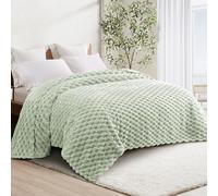 Whale Flotilla King Size Blanket for Bed with Expanded 3D-Jacquard Pattern, 230X264 CM Fuzzy Soft Cozy Exquisite Blankets or All Season, Warm and Fluffy, Sage Green
