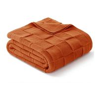 Whale Flotilla Knit Throw Blanket, Lightweight Cozy Breathable Throws for Summer, Simple and Stylish Knitted Decorative Blanket for Bed, Couch or Sofa, 130x150 CM, Burnt Orange