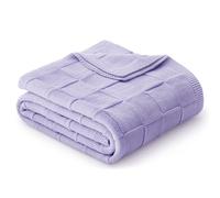 Whale Flotilla Knit Throw Blanket, Lightweight Cozy Breathable Throws for Summer, Simple and Stylish Knitted Decorative Blanket for Bed, Couch or Sofa, 150x200 CM, Light Purple