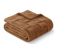 Whale Flotilla Knit Throw Blanket, Lightweight Cozy Breathable Throws for Summer, Simple and Stylish Knitted Decorative Blanket for Bed, Couch or Sofa, 130x150 CM, Brown