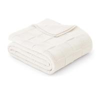 Whale Flotilla Knit Throw Blanket, Lightweight Cozy Breathable Throws for Summer, Simple and Stylish Knitted Decorative Blanket for Bed, Couch or Sofa, 130x150 CM, White