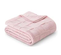 Whale Flotilla Knit Throw Blanket, Lightweight Cozy Breathable Throws for Summer, Simple and Stylish Knitted Decorative Blanket for Bed, Couch or Sofa, 150x200 CM, Pink