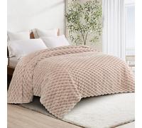 Whale Flotilla Queen Size Blanket for Bed with Expanded 3D-Jacquard Pattern, 220x240 CM Fuzzy Soft Cozy Exquisite Blankets or All Season, Warm and Fluffy, Camel