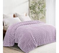 Whale Flotilla Queen Size Blanket for Bed with Expanded 3D-Jacquard Pattern, 220x240 CM Fuzzy Soft Cozy Exquisite Blankets or All Season, Warm and Fluffy, Lilac