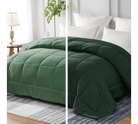 Whale Flotilla Reversible Duvet Single Size for All Seasons, 7.5 Tog Down Alternative Box Sitiched Duvets, Lightweight and Machine Washable, 135X200 cm, Dark Green,Sage Green