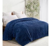 Whale Flotilla Soft 3D Jacquard Fleece King Size Bed Blanket, 230x264CM | Navy Blue, Lightweight Breathable Soft Cozy Blankets, All Seasons, Fluffy Microfiber, Bed Cover Sheet Bedspread Sofa Couch