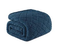 Whale Flotilla Soft Jacquard King Size Blanket for Bed, Navy Blue | 230x264CM, Waffle Blankets for Home Decor Chair Bed Coach, Lightweight and Cozy Bedspread, All Season, Fluffy Microfiber