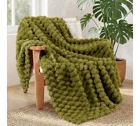 Whale Flotilla Throw Blanket for Sofa with Expanded 3D-Jacquard Pattern, 130x150 CM Fuzzy Soft Cozy Exquisite Blankets or All Season, Warm and Fluffy, Olive