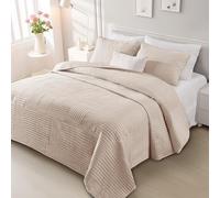 Whale Flotilla Ultra Soft Twin Quilt Bedding Set, Lightweight Microfiber Brich Beige Quilts Bedspreads Twin Size, 2 Piece Ultrasonic Geometric Coverlet Bed Cover for All Seasons