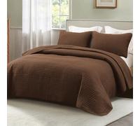 Whale Flotilla Ultra Soft Twin Quilt Bedding Set, Lightweight Microfiber Brown Quilts Bedspreads Twin Size, 2 Piece Ultrasonic Geometric Coverlet Bed Cover for All Seasons