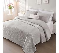 Whale Flotilla Ultra Soft Twin Quilt Bedding Set, Lightweight Microfiber Light Grey Quilts Bedspreads Twin Size, 2 Piece Ultrasonic Geometric Coverlet Bed Cover for All Seasons