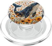 Whale Flowers With Hearts Around Boho Style Graphic PopSockets PopGrip for MagSafe