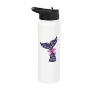 Whale Fluke Floral Pattern Pink Bow Coquette Ocean Fin Stainless Steel Insulated Water Bottle