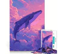 Whale Flying on Sky Retro Jigsaw for Teenagers 1000 Pieces Memory Fun Game Smooth Burr Free Surface Birthday Gift Brain Teaser Toy (38x52cm)