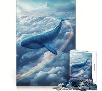 Whale Flying through Clouds with Rainbow 1000 Pieces Puzzles for Adults Clear Thinking Stress Relief Fun Precise Edges Lovely Gift (38x26cm)