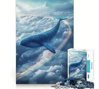 Whale Flying through Clouds with Rainbow Jigsaw Puzzles for Adults 1000 Think Boost Game Precise Interlock Structure Easy to Learn Family Enjoyment (38x26cm)