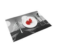 Whale Full Moon Heat-Resistant, Anti-Slip And Thickened Oil-Proof Heat Insulation Pad, Dinner Plate Pad, Dining Table Pad, Water Cup Pad (Including 4 Pieces), Size 12 * 18 Inches.