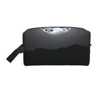 Whale Full Moon Printing Portable Makeup Bag for Women Girl Large Capacity Travel Cosmetic Bag Makeup Pouch Organizer with Handle