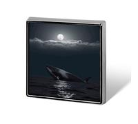 Whale Full Moon Square Lapel Pin Printed Aluminum Alloy Memorial Pins Cute Funny Square Brooch Personalized Lapel Badge for Coats Suit Jackets And Wedding Gift
