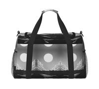 Whale Full Moon Travel Duffel Bag for Women Men,Print Polyester Tote Hand Luggage Bag with Shoulder Strap
