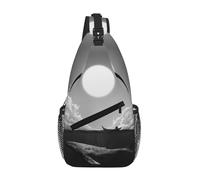 Whale Full Moon Unisex Chest Sling Bag With Multi-Pocket Design,Large Capacity Crossbody Bag Durable Polyester Adjustable Strap For Daily Commute Travel
