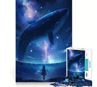 Whale Girl Starry Sky 1000-piece Jigsaw Puzzles Brain Training Fun Tight Interlock No Gaps Bonding Activity for Loved Ones (38x26cm)