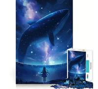 Whale Girl Starry Sky Adults Puzzles 1000 Piece Jigsaws Recall Skill Fun High Precision Die Cut Easy to Learn Family Enjoyment (38x52cm)