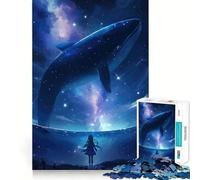 Whale Girl Starry Sky Jigsaw 1000 Pieces for Teenagers Mental Boost Game Firm Fit Secure Assembly Family Fun Night Activity (50x75cm)