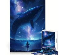 Whale Girl Starry Sky Jigsaw Puzzle for Adults 1000 Pieces Creative Think Stress Relief Fun Exact Edges Thoughtful Xmas (38x52cm)