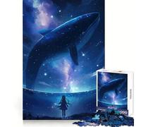 Whale Girl Starry Sky Teenager Jigsaw Puzzles 1000 Pieces Boost Memory Casual Enjoyment Quality Cut Birthday Present (38x26cm)