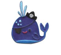 Whale hat Pirates Animals - Iron on Patches Adhesive Emblem Stickers Appliques, Size: 2.24 x 2.68 inches