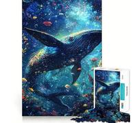Whale in A Starry Sea Puzzle for Adults 1000 Pieces Memory Play Game Firm Fit Secure Assembly Meaningful Connection Building Game (38x26cm)