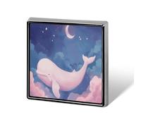 Whale in Clouds Lapel Pin, Metal Square Lapel Pins, Fashion Badge for Shirts, Jackets, Hats