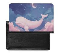 Whale in Clouds Passport Holder Slim Travel Wallet RFID Blocking Card Case Cover Passport Cover Protector Essentials with Credit Card Slots for Women/Men