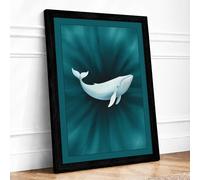 Whale in Convergence Framed Wall Art Print A1 Black