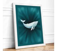 Whale in Convergence Framed Wall Art Print A1 White