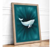 Whale in Convergence Framed Wall Art Print A2 Oak