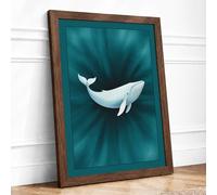 Whale in Convergence Framed Wall Art Print A3 Walnut