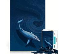 Whale in Deep Blue Ocean Teenagers 1000 Pieces Puzzle Mental Recall Game Tight Lock No Loose Pieces Travel-friendly Brain Game Gift (38x26cm)