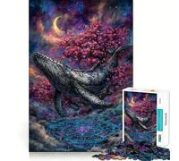 Whale in Dreamy Celestial Landscape Jigsaw Puzzle 1000 Think Boost Game Tight Lock No Loose Pieces Interactive Brain Challenge for Home (38x52cm)