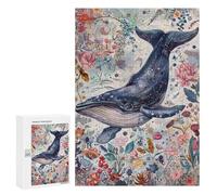 Whale in Floral Fantasy Puzzle 1000 Teile Schwer Puzzle Spielzeug Lernspiel Impossible Herausforderungsspielzeug Für Erwachsene Kinder 300 PCS