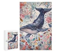 Whale in Floral Fantasy Puzzle 1000 Teile Schwer Puzzle Spielzeug Lernspiel Impossible Herausforderungsspielzeug Für Erwachsene Kinder 1000 PCS