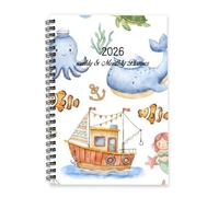 Whale In Sailor Hat 2026 Journal Diary A5 To Do List Notebook Personal Diary 2026 Women's Journal for Homework Week To View Monthly Year Planner with Dotted Line Note Page Slim