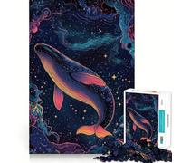 Whale in Space Jigsaw Puzzle 1000 Mental Recall Game High Accuracy Cutting Craft Interactive Brain Challenge for Home (50x75cm)