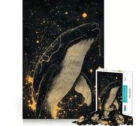 Whale in Space Jigsaw Puzzles 1000 Mental Focus Game Precision Cut Smooth Edges Meaningful Connection Building Game (38x52cm)